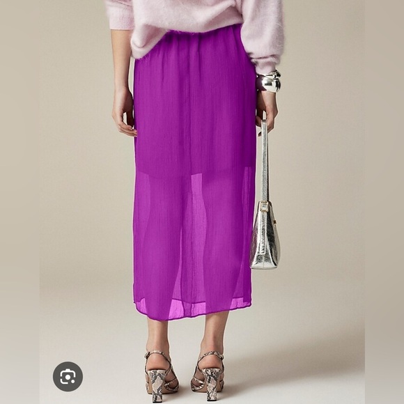 J Crew Skirt Gwyneth Layered Slip Skirt Purple Crinkle Chiffon Size Large Midi - Picture 2 of 8